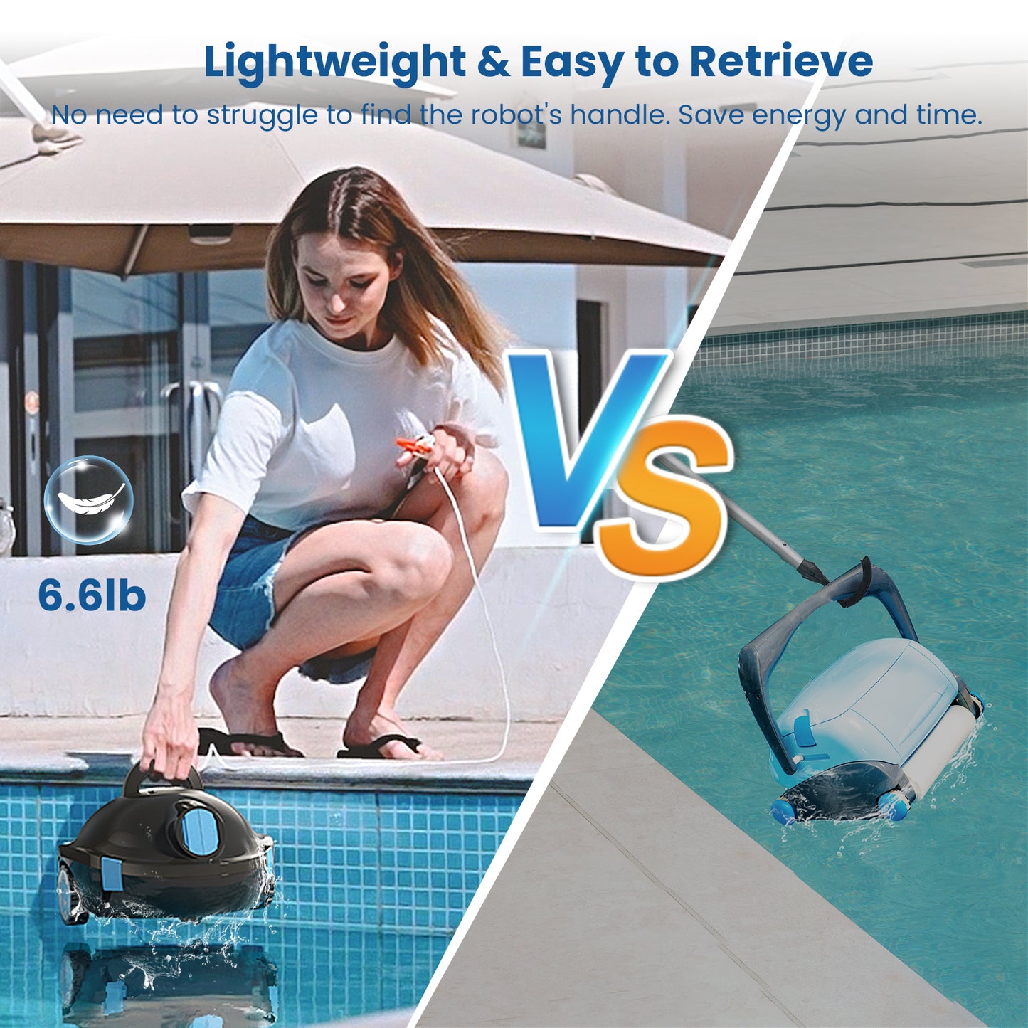 Y10 Cordless Robotic Pool Cleaner, Automatic Pool Vacuum - 120 Mins Runtime, Powerful Suction, Self-Parking, Lightweight for Above/Inground Pools Up to 65ft/1100 Sq.Ft (Obsidian)