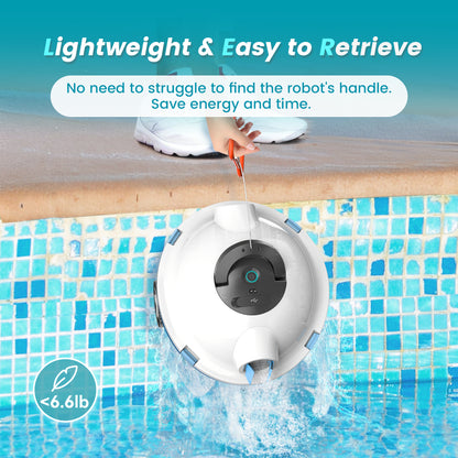 Y10 Cordless Robotic Pool Cleaner, Automatic Pool Vacuum - 120 Mins Runtime, Powerful Suction, Self-Parking, Lightweight for Above/Inground Pools Up to 65ft/1100 Sq.Ft (Ivory)