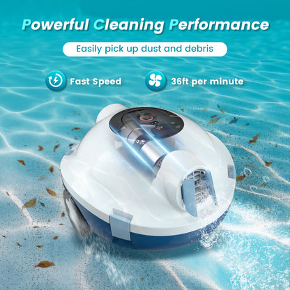 Y10 Cordless Robotic Pool Cleaner, Automatic Pool Vacuum - 120 Mins Runtime, Powerful Suction, Self-Parking, Lightweight for Above/Inground Pools Up to 65ft/1100 Sq.Ft (Ivory)