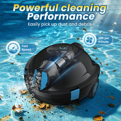 Cordless Robotic Pool Cleaner, Automatic Pool Vacuum - 90 Mins Runtime, Powerful Suction, Self-Parking, Lightweight for Above/Inground Pools Up to 65ft/1100 Sq.Ft
