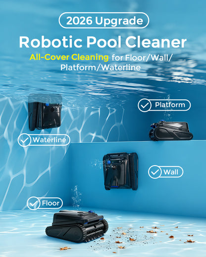 2026 Upgrade OUCAXIA Robotic Pool Vacuum for Inground & Above Ground Pools Wall Climbing Pool Robot