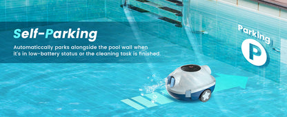Y10 Cordless Robotic Pool Cleaner, Automatic Pool Vacuum - 120 Mins Runtime, Powerful Suction, Self-Parking, Lightweight for Above/Inground Pools Up to 65ft/1100 Sq.Ft (Ivory)
