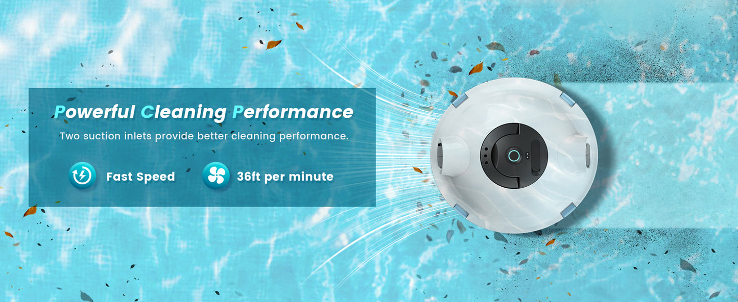 Y10 Cordless Robotic Pool Cleaner, Automatic Pool Vacuum - 120 Mins Runtime, Powerful Suction, Self-Parking, Lightweight for Above/Inground Pools Up to 65ft/1100 Sq.Ft (Ivory)