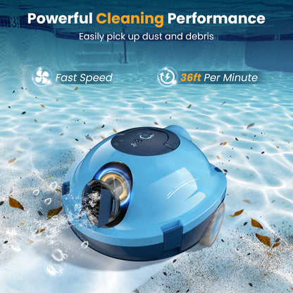 Y10 Cordless Robotic Pool Cleaner, Automatic Pool Vacuum -120 Mins Runtime, Powerful Suction, Self-Parking, Lightweight for Above/Inground Pools Up to 65ft/1100 Sq.Ft