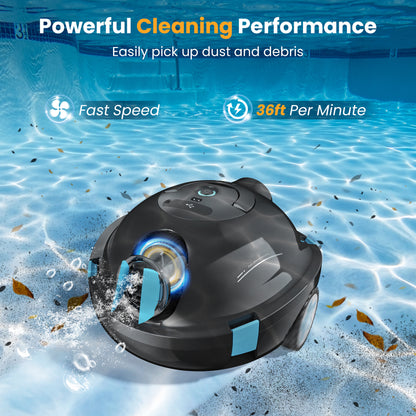 Y10 Cordless Robotic Pool Cleaner, Automatic Pool Vacuum - 120 Mins Runtime, Powerful Suction, Self-Parking, Lightweight for Above/Inground Pools Up to 65ft/1100 Sq.Ft (Obsidian)
