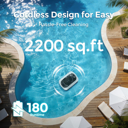 C5 Robotic Pool Cleaner, Cordless Pool Vacuum for Above-Ground & Inground Pools up to 2,000 Sq.Ft, Strong Suction, 160-Min Runtime, Smart Auto-Parking & 2.7L Large Debris Basket