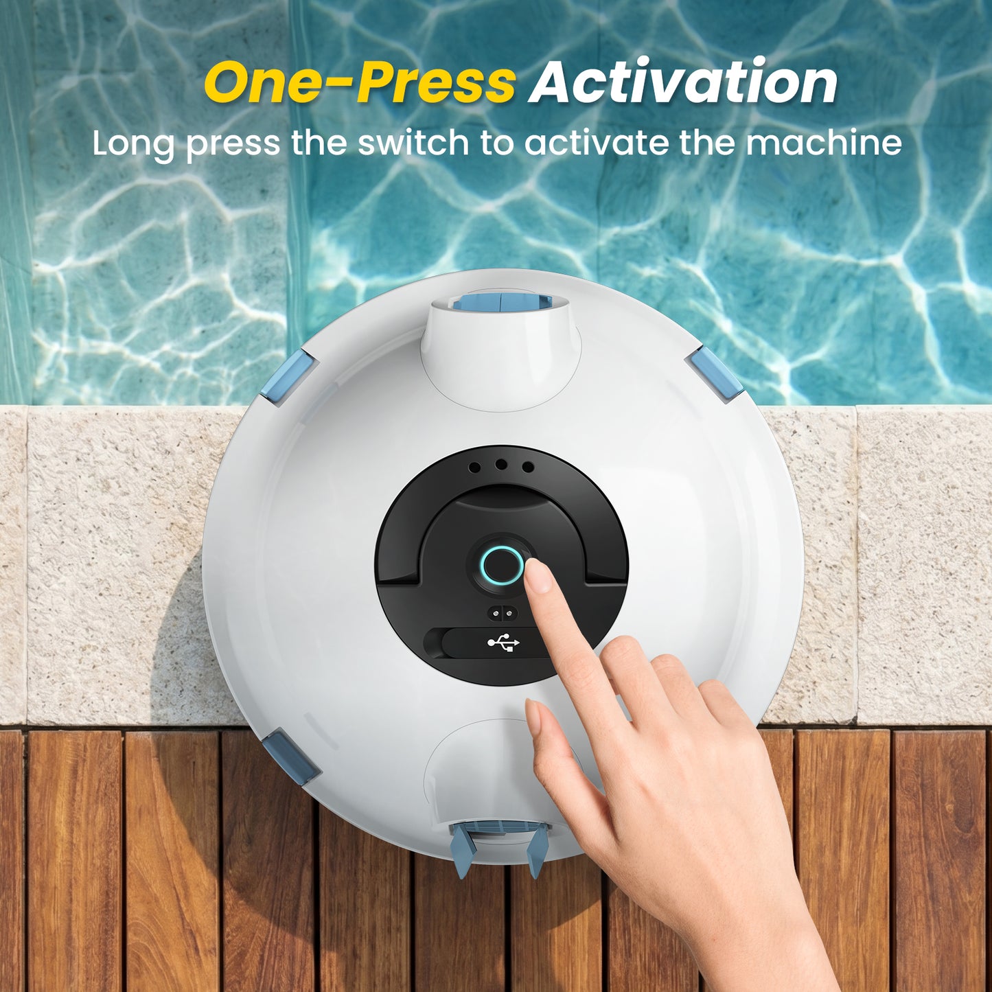 Cordless Robotic Pool Cleaner, Automatic Pool Vacuum - 90 Mins Runtime, Powerful Suction, Self-Parking, Lightweight for Above/Inground Pools Up to 65ft/1100 Sq.Ft