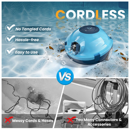 Y10 Cordless Robotic Pool Cleaner, Automatic Pool Vacuum -120 Mins Runtime, Powerful Suction, Self-Parking, Lightweight for Above/Inground Pools Up to 65ft/1100 Sq.Ft