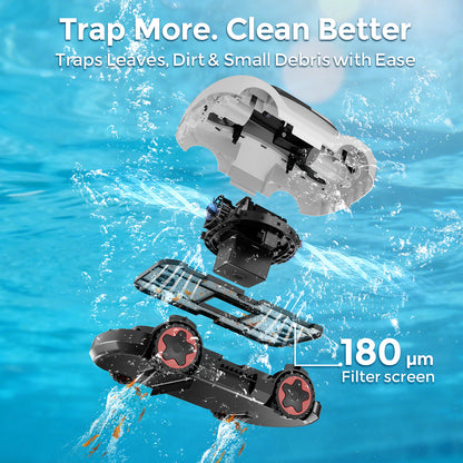 C5 Robotic Pool Cleaner, Cordless Pool Vacuum for Above-Ground & Inground Pools up to 2,000 Sq.Ft, Strong Suction, 160-Min Runtime, Smart Auto-Parking & 2.7L Large Debris Basket