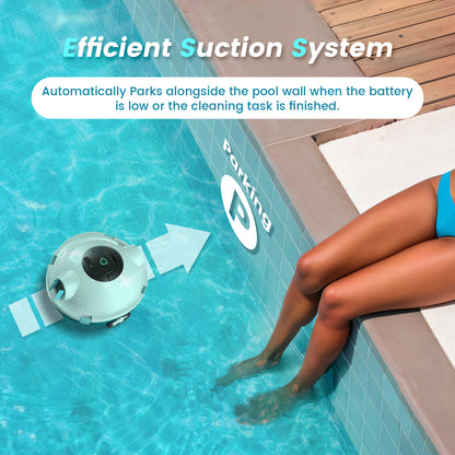 Y10 Cordless Robotic Pool Cleaner, Automatic Pool Vacuum - 120 Mins Runtime, Powerful Suction, Self-Parking, Lightweight for Above/Inground Pools Up to 65ft/1100 Sq.Ft (Ivory)