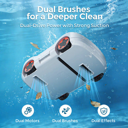 C5 Robotic Pool Cleaner, Cordless Pool Vacuum for Above-Ground & Inground Pools up to 2,000 Sq.Ft, Strong Suction, 160-Min Runtime, Smart Auto-Parking & 2.7L Large Debris Basket