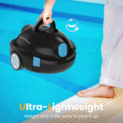 Y10 Cordless Robotic Pool Cleaner, Automatic Pool Vacuum - 120 Mins Runtime, Powerful Suction, Self-Parking, Lightweight for Above/Inground Pools Up to 65ft/1100 Sq.Ft (Obsidian)