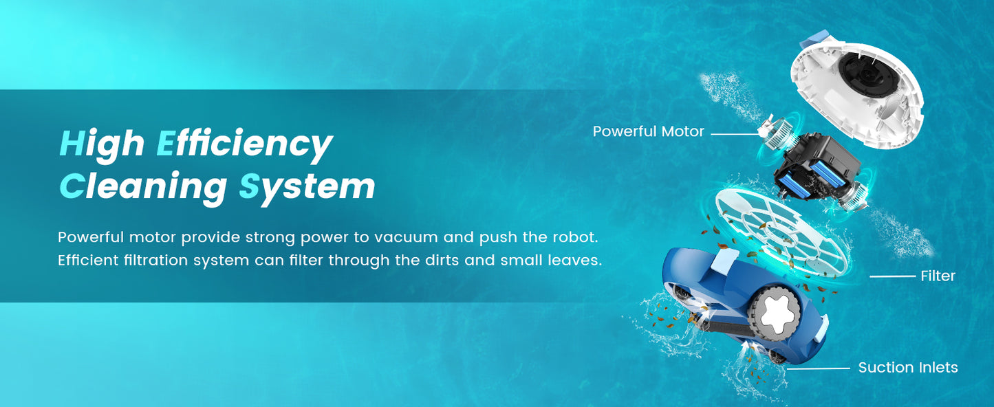 Y10 Cordless Robotic Pool Cleaner, Automatic Pool Vacuum - 120 Mins Runtime, Powerful Suction, Self-Parking, Lightweight for Above/Inground Pools Up to 65ft/1100 Sq.Ft (Ivory)