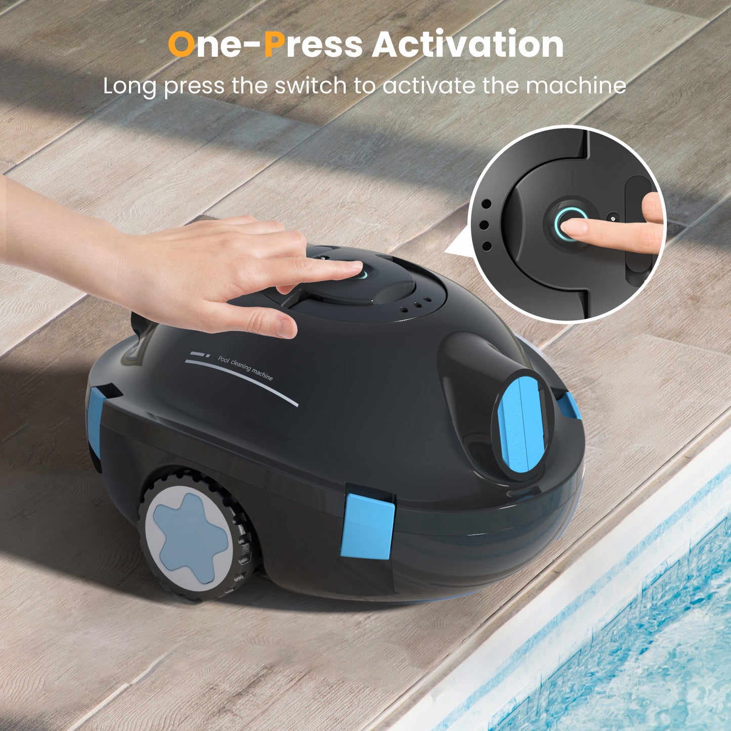 Y10 Cordless Robotic Pool Cleaner, Automatic Pool Vacuum - 120 Mins Runtime, Powerful Suction, Self-Parking, Lightweight for Above/Inground Pools Up to 65ft/1100 Sq.Ft (Obsidian)