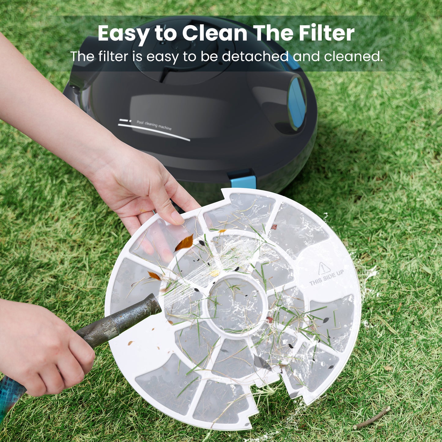 Y10 Cordless Robotic Pool Cleaner, Automatic Pool Vacuum - 120 Mins Runtime, Powerful Suction, Self-Parking, Lightweight for Above/Inground Pools Up to 65ft/1100 Sq.Ft (Obsidian)