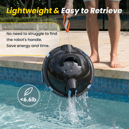 Cordless Robotic Pool Cleaner, Automatic Pool Vacuum - 90 Mins Runtime, Powerful Suction, Self-Parking, Lightweight for Above/Inground Pools Up to 65ft/1100 Sq.Ft