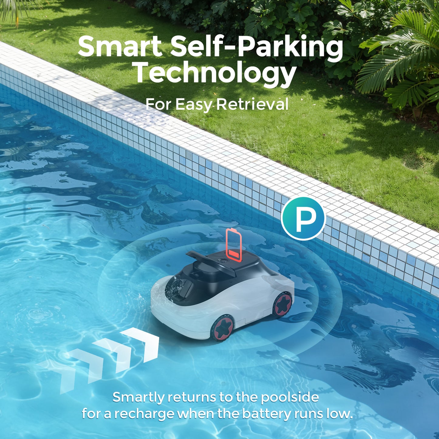 C5 Robotic Pool Cleaner, Cordless Pool Vacuum for Above-Ground & Inground Pools up to 2,000 Sq.Ft, Strong Suction, 160-Min Runtime, Smart Auto-Parking & 2.7L Large Debris Basket