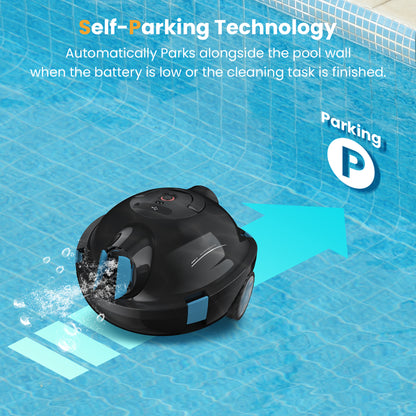 Y10 Cordless Robotic Pool Cleaner, Automatic Pool Vacuum - 120 Mins Runtime, Powerful Suction, Self-Parking, Lightweight for Above/Inground Pools Up to 65ft/1100 Sq.Ft (Obsidian)
