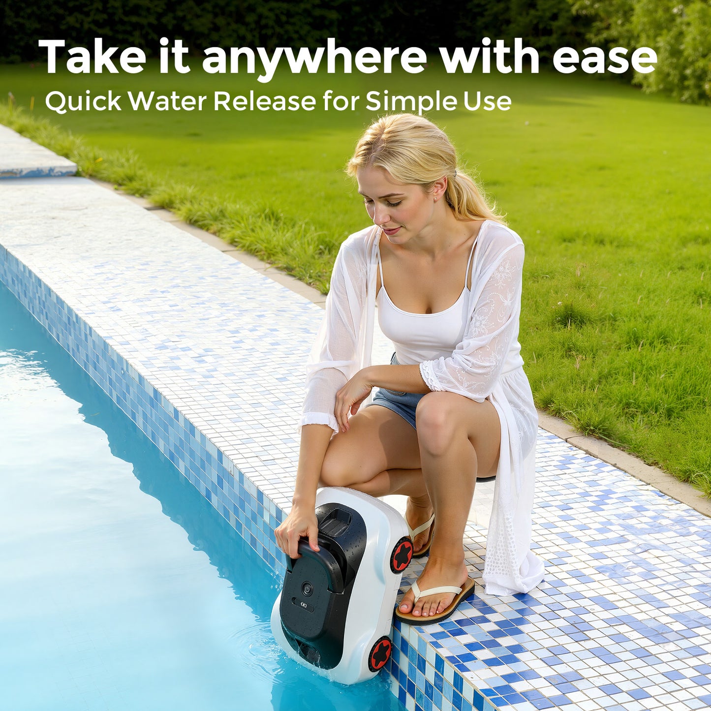 C5 Robotic Pool Cleaner, Cordless Pool Vacuum for Above-Ground & Inground Pools up to 2,000 Sq.Ft, Strong Suction, 160-Min Runtime, Smart Auto-Parking & 2.7L Large Debris Basket