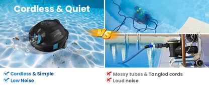 Y10 Cordless Robotic Pool Cleaner, Automatic Pool Vacuum - 120 Mins Runtime, Powerful Suction, Self-Parking, Lightweight for Above/Inground Pools Up to 65ft/1100 Sq.Ft (Obsidian)