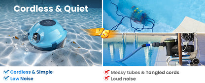 Y10 Cordless Robotic Pool Cleaner, Automatic Pool Vacuum -120 Mins Runtime, Powerful Suction, Self-Parking, Lightweight for Above/Inground Pools Up to 65ft/1100 Sq.Ft