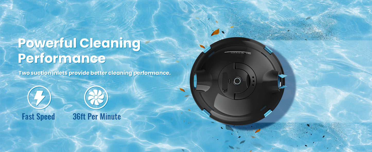 Y10 Cordless Robotic Pool Cleaner, Automatic Pool Vacuum - 120 Mins Runtime, Powerful Suction, Self-Parking, Lightweight for Above/Inground Pools Up to 65ft/1100 Sq.Ft (Obsidian)