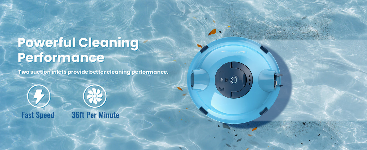Y10 Cordless Robotic Pool Cleaner, Automatic Pool Vacuum -120 Mins Runtime, Powerful Suction, Self-Parking, Lightweight for Above/Inground Pools Up to 65ft/1100 Sq.Ft