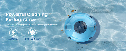 Y10 Cordless Robotic Pool Cleaner, Automatic Pool Vacuum -120 Mins Runtime, Powerful Suction, Self-Parking, Lightweight for Above/Inground Pools Up to 65ft/1100 Sq.Ft