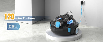 Y10 Cordless Robotic Pool Cleaner, Automatic Pool Vacuum - 120 Mins Runtime, Powerful Suction, Self-Parking, Lightweight for Above/Inground Pools Up to 65ft/1100 Sq.Ft (Obsidian)