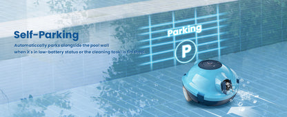 Y10 Cordless Robotic Pool Cleaner, Automatic Pool Vacuum -120 Mins Runtime, Powerful Suction, Self-Parking, Lightweight for Above/Inground Pools Up to 65ft/1100 Sq.Ft
