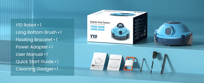 Y10 Cordless Robotic Pool Cleaner, Automatic Pool Vacuum -120 Mins Runtime, Powerful Suction, Self-Parking, Lightweight for Above/Inground Pools Up to 65ft/1100 Sq.Ft